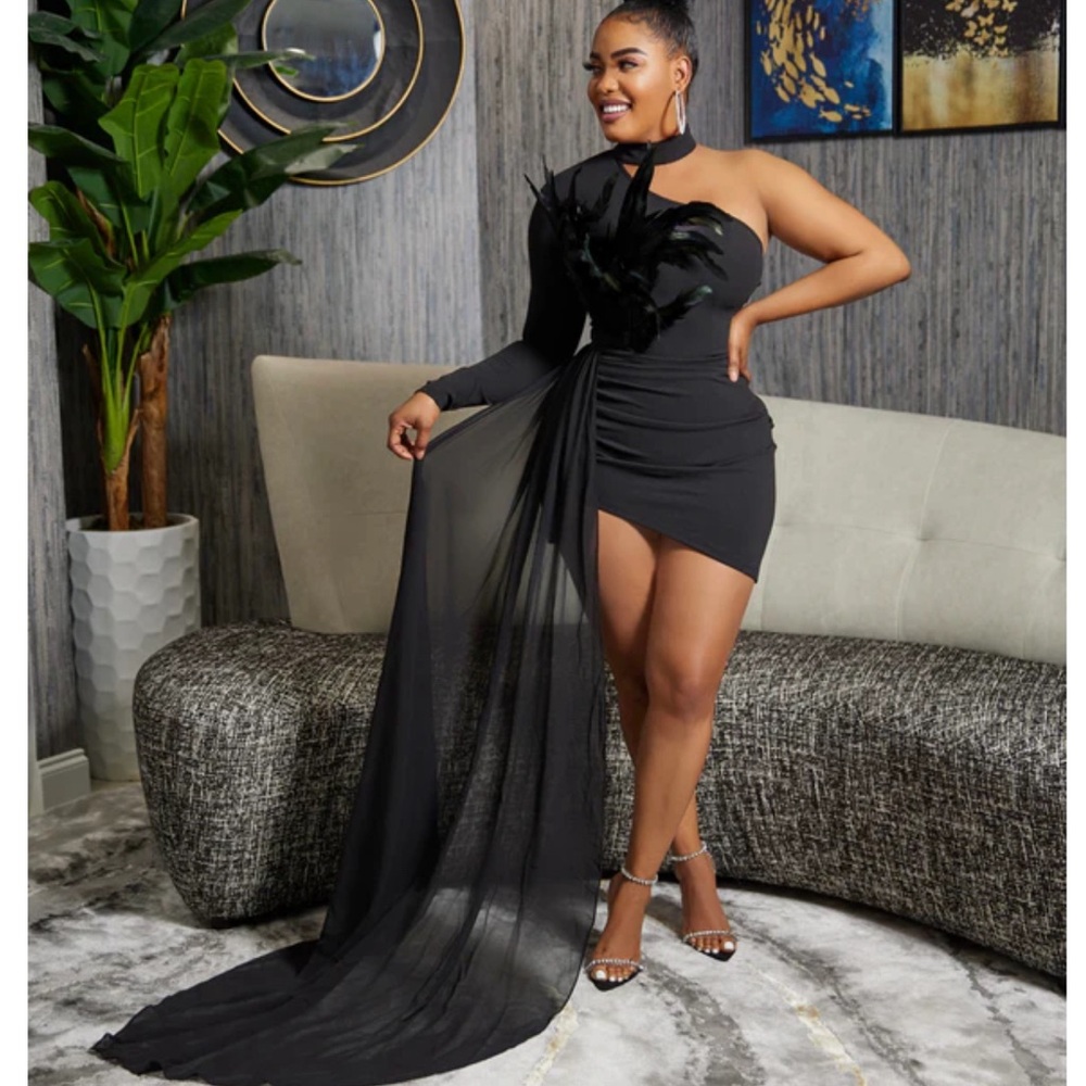 Jolie Black Feather Dress